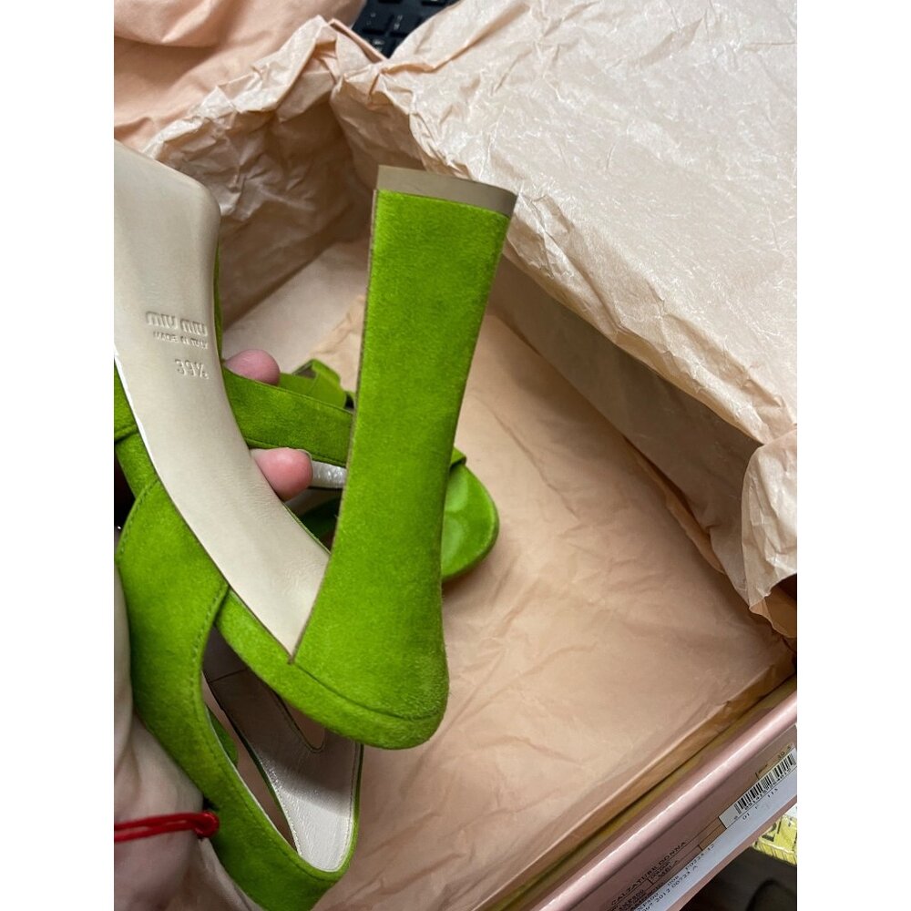 Miu Miu Green Suede Platform sandals Sz EU 39.5 US 9.5 - Picture 10 of 16